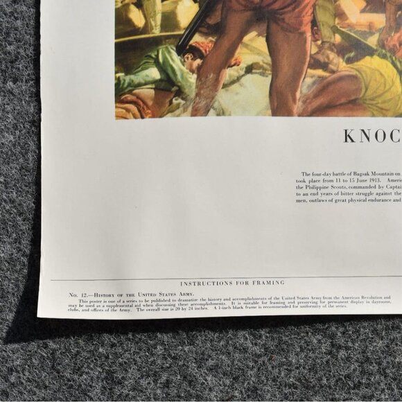 Vintage Knocking Out The Moros US Army In Action Poster Print No 21-48 20" x 24" - Picture 5 of 8